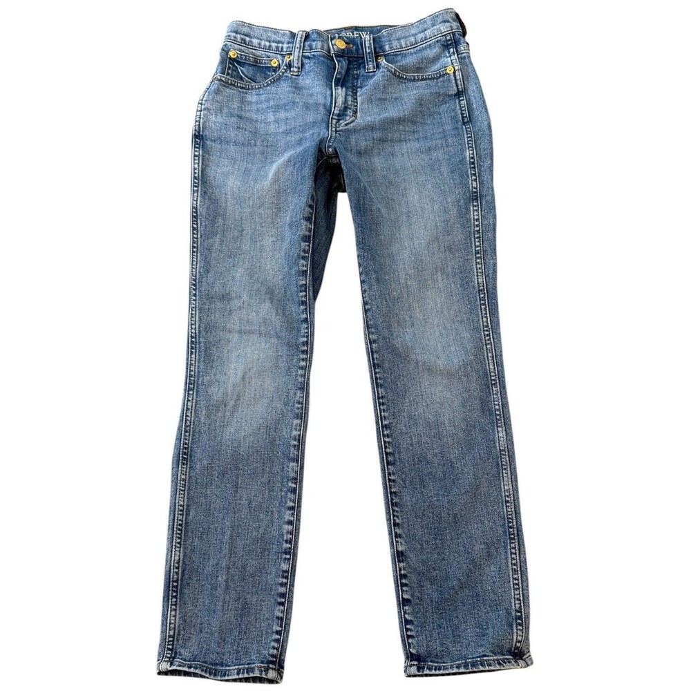 J Crew 9" Vintage Slim Straight Jeans Lakeshore Wash Denim Size 26 Medium Rise